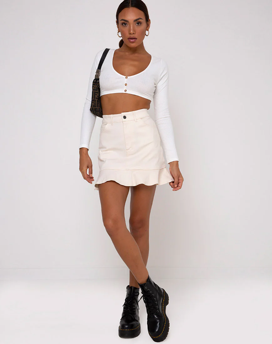 Gato Crop Top in Rib Ivory - Image 3