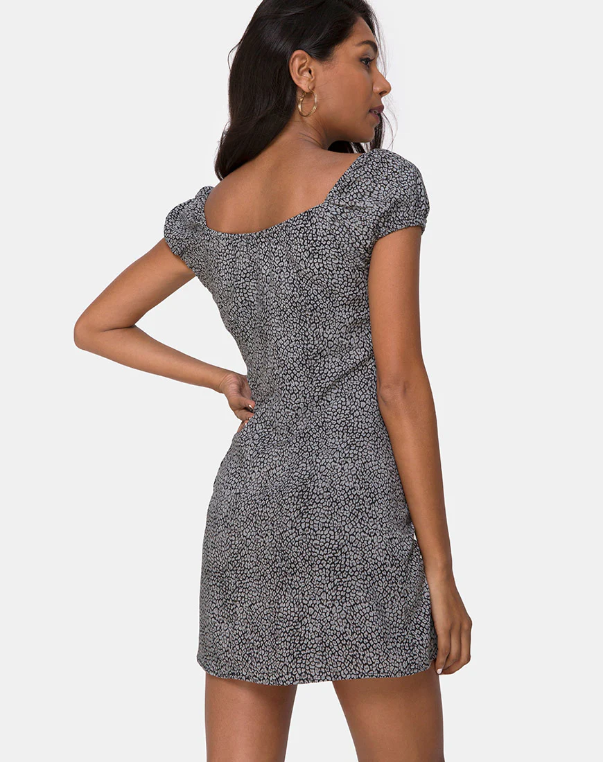 Gaval Dress in Ditsy Leopard Grey - Image 2