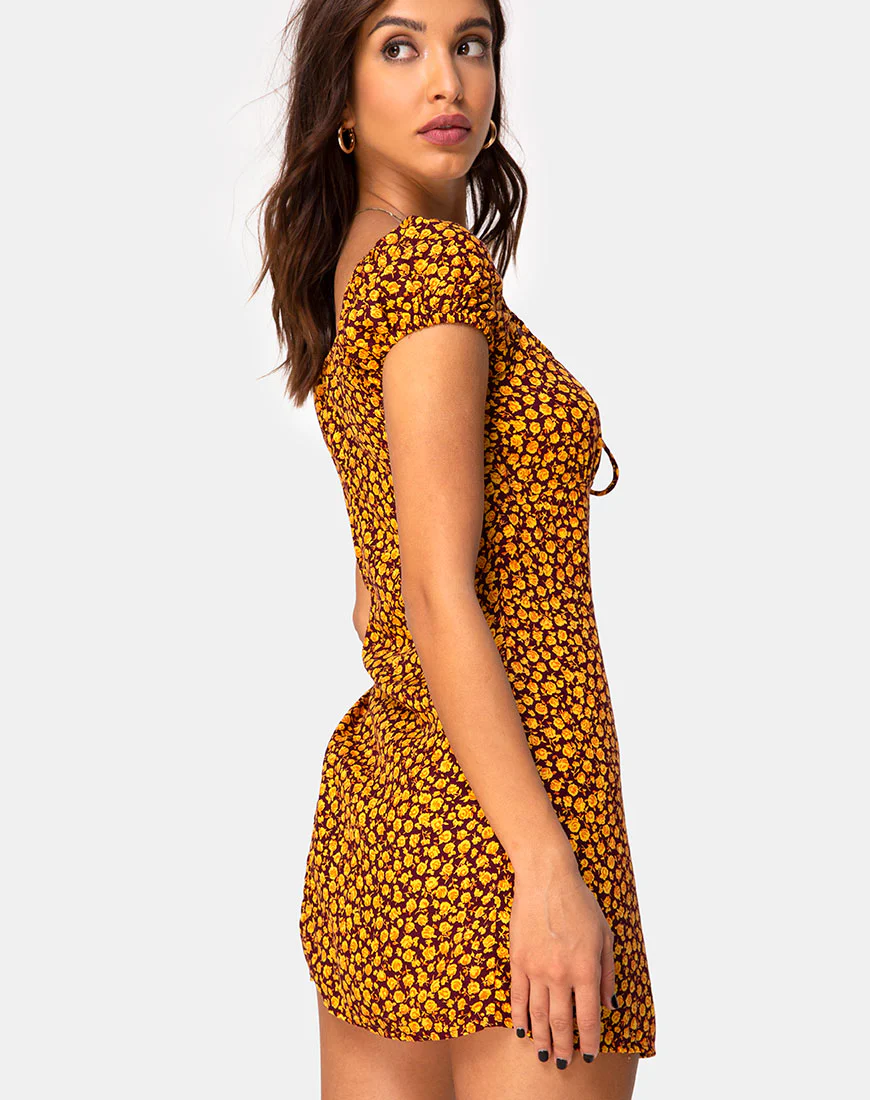 Gaval Mini Dress in Ditsy Rose Marigold - Image 2