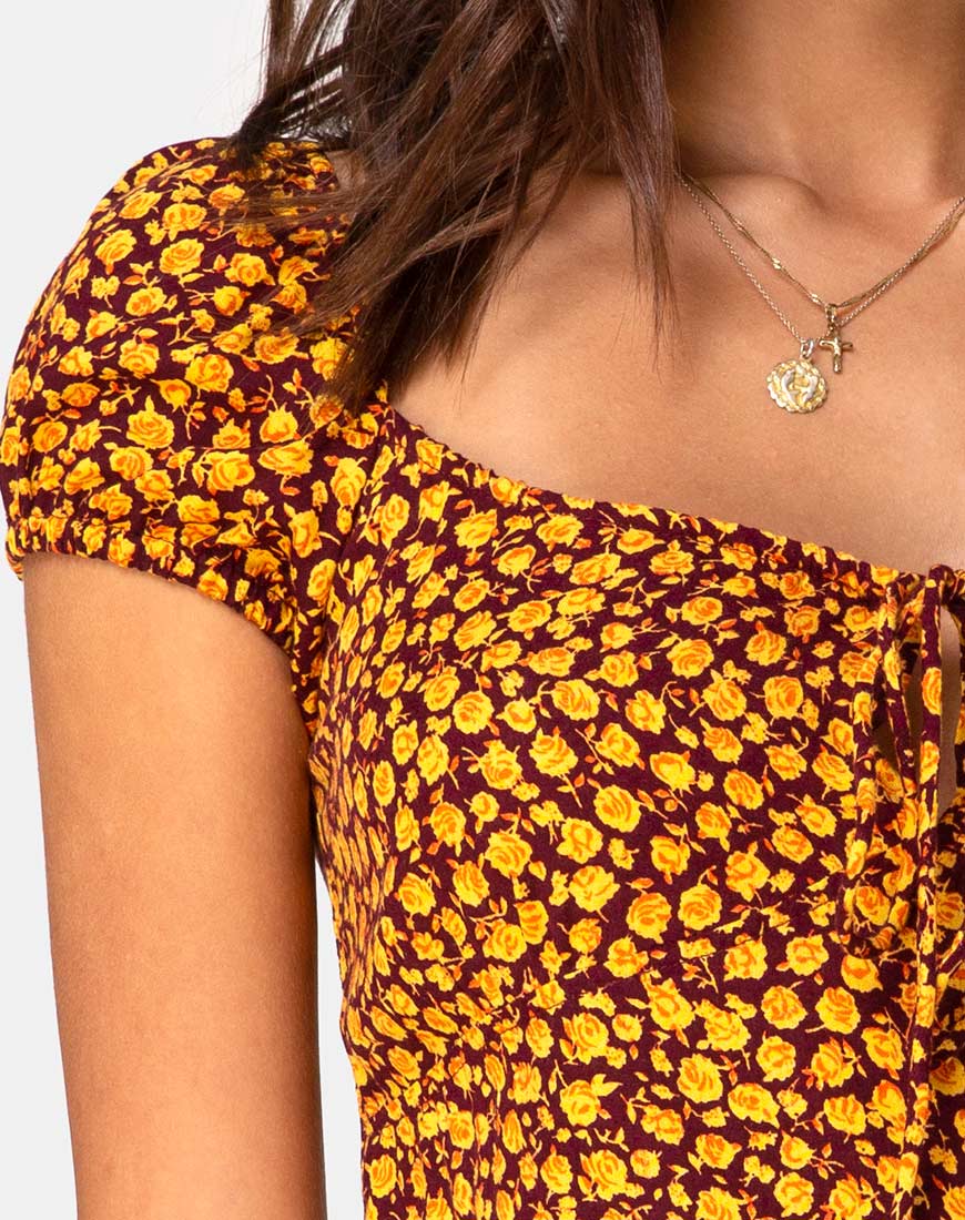 Gaval Mini Dress in Ditsy Rose Marigold - Image 5