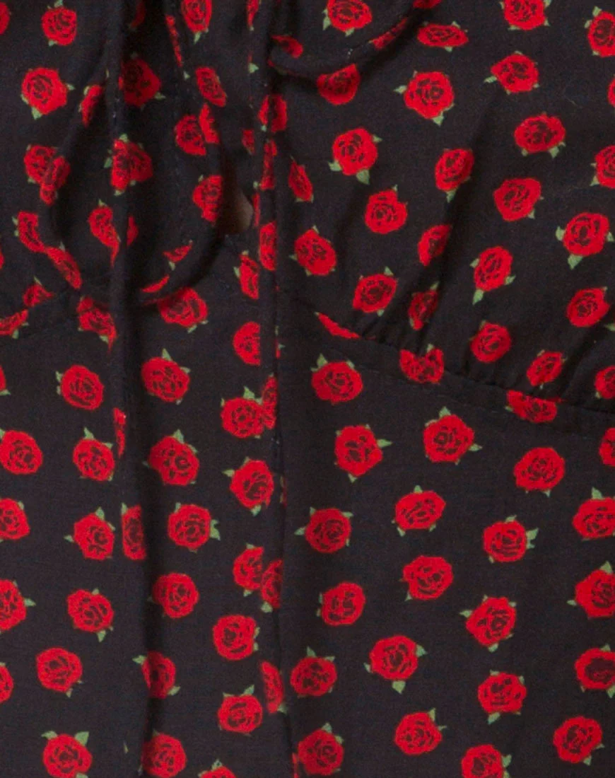 Gaval Mini Dress in Dotty Rose Black - Image 7