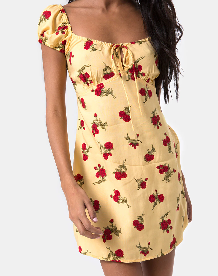Gaval Mini Dress in Falling Rose Yellow - Image 6