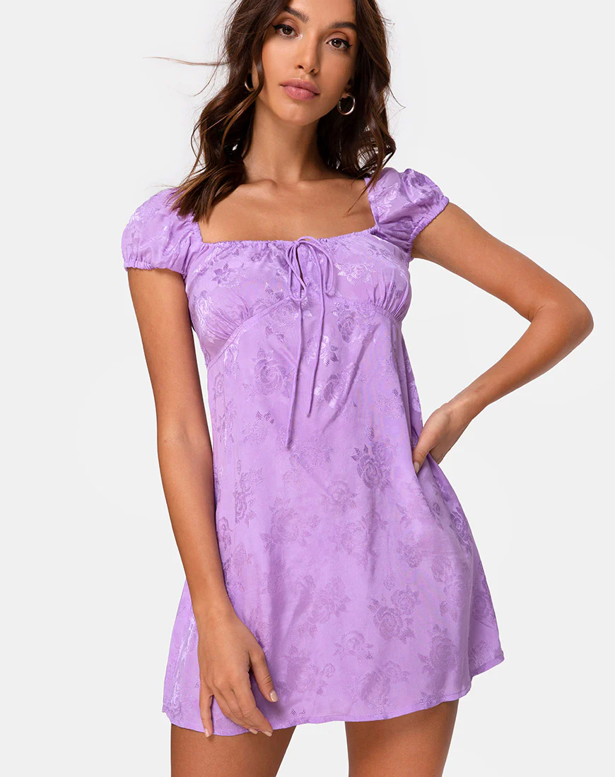 Gaval Mini Dress in Satin Rose Lilac - Image 3