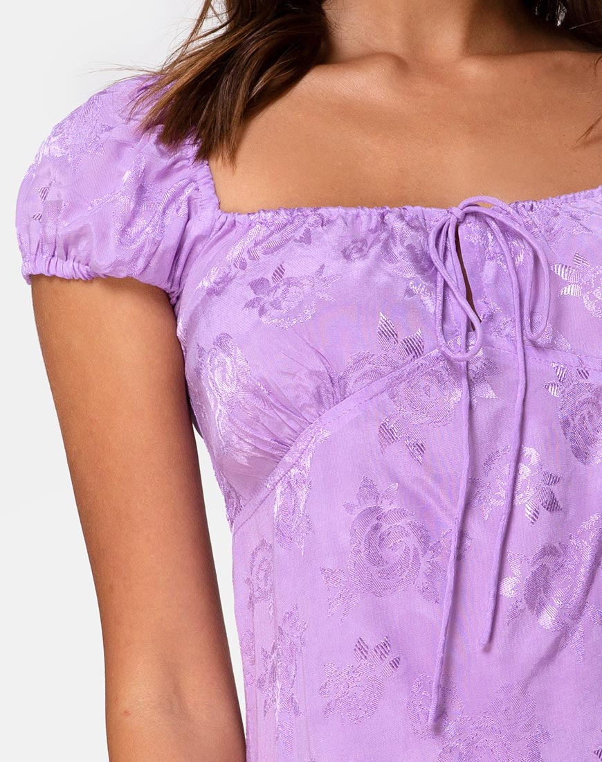 Gaval Mini Dress in Satin Rose Lilac - Image 7