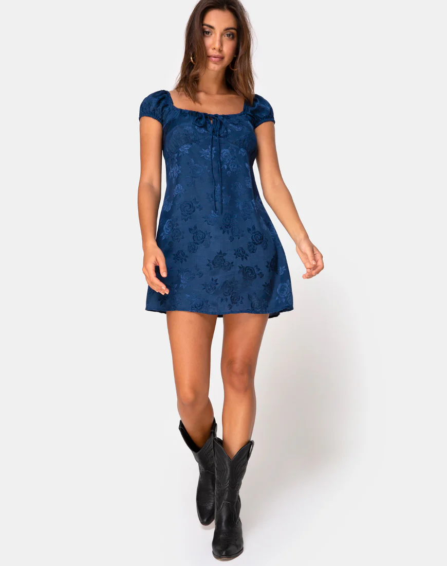 Gaval Mini Dress in Satin Rose Midnight - Image 3