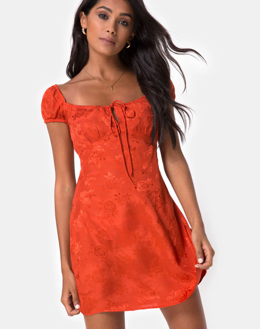 Gaval Mini Dress in Satin Rose Rust - Image 2