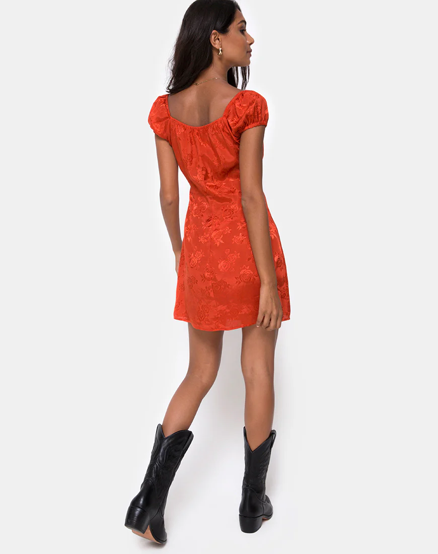 Gaval Mini Dress in Satin Rose Rust - Image 5