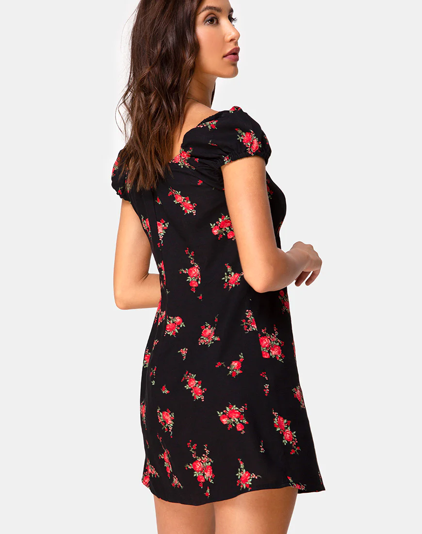 Gaval Mini Dress in Soi Rose Black and Red - Image 2