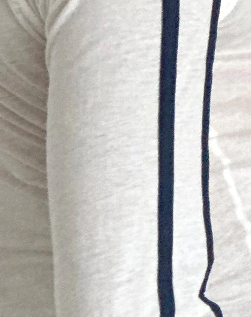 Gavya Long Sleeve Top in Off White with Navy Stripe - Image 6