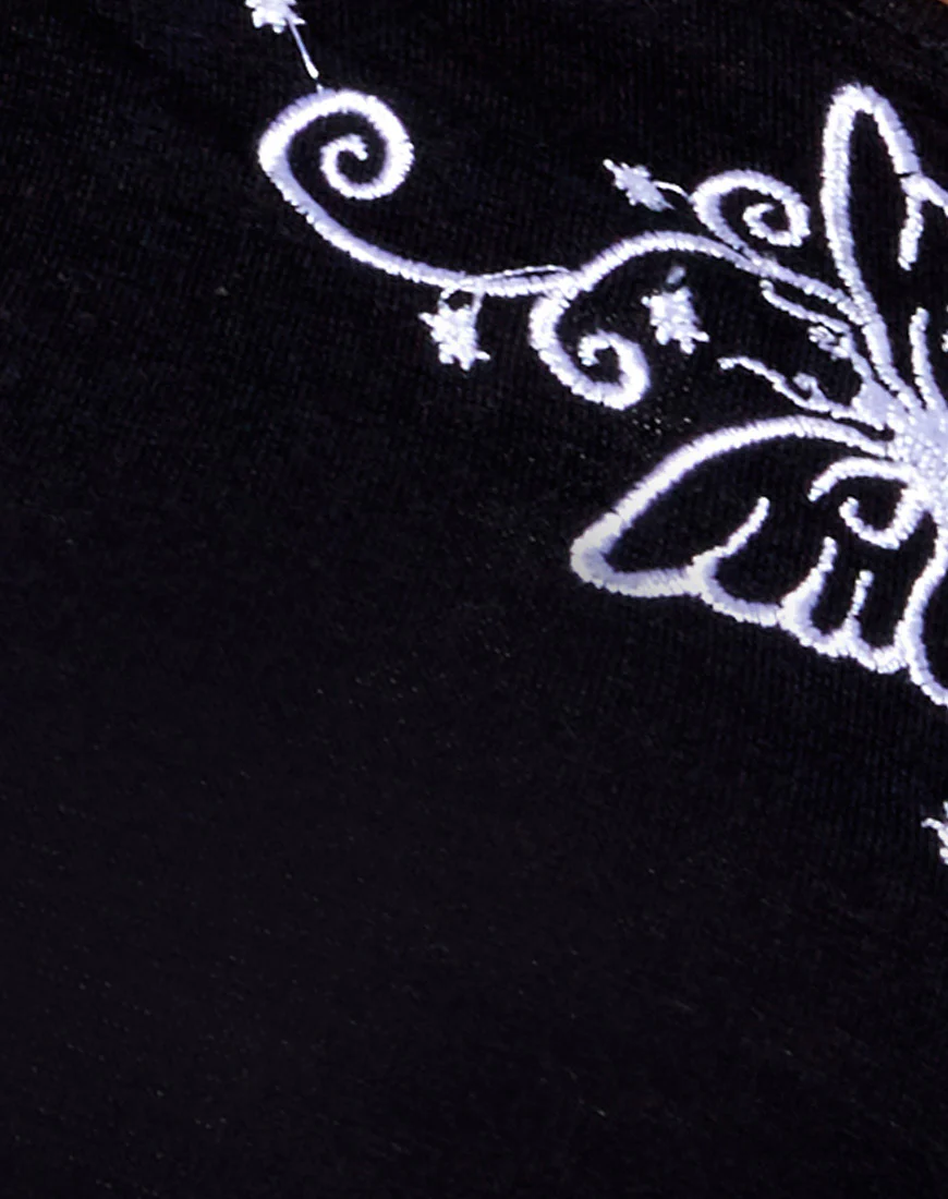 Gee Crop Top in Black Butterfly Embro - Image 7