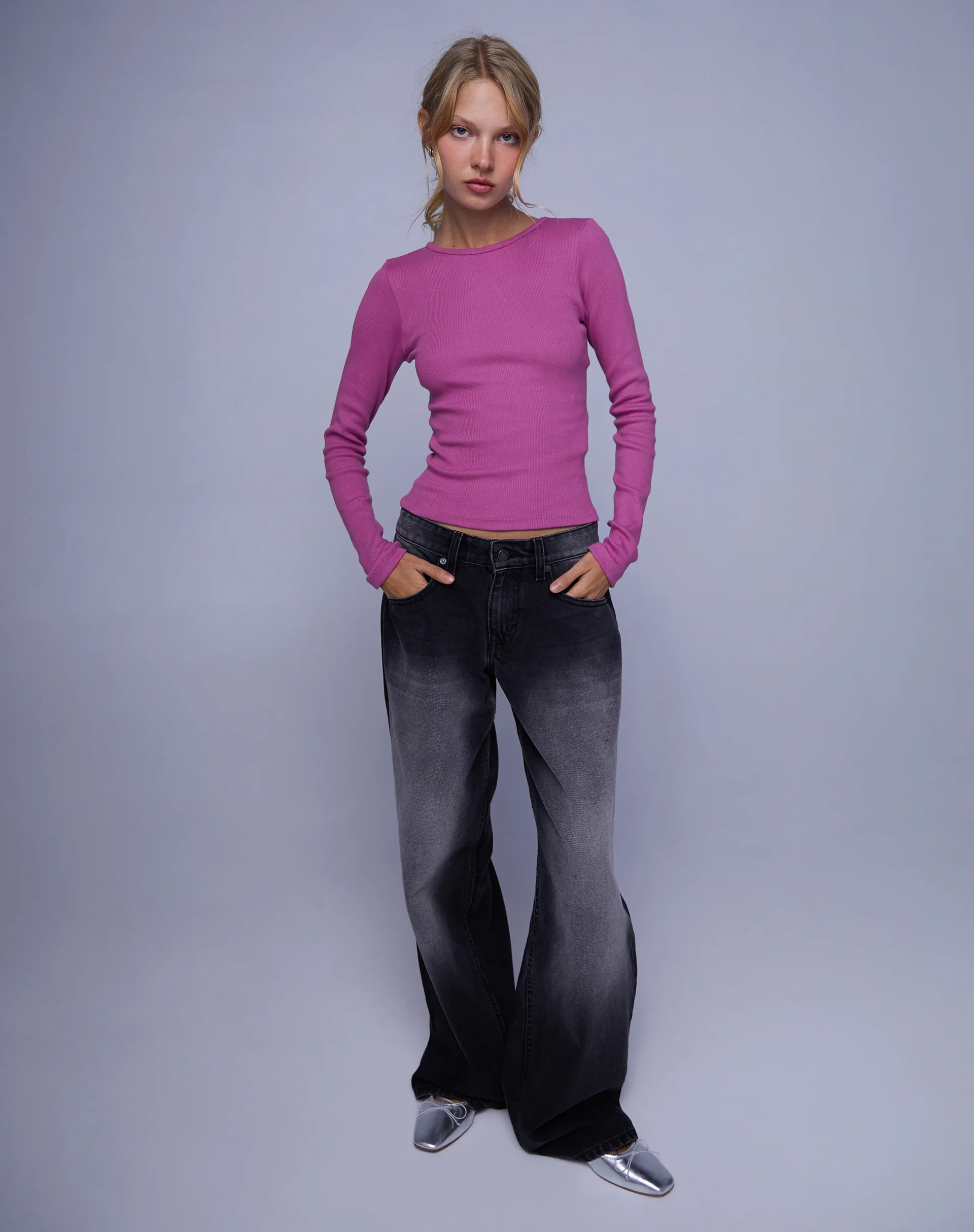 Gelbon Open Back Long Sleeve Top in Cashmere Pink - Image 2