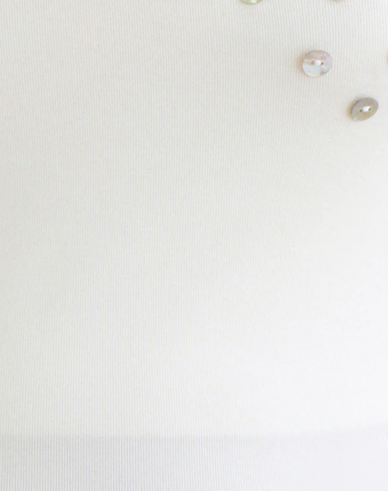 Gelita Vest with Pearl Buttons in White Eco Lyocell - Image 7