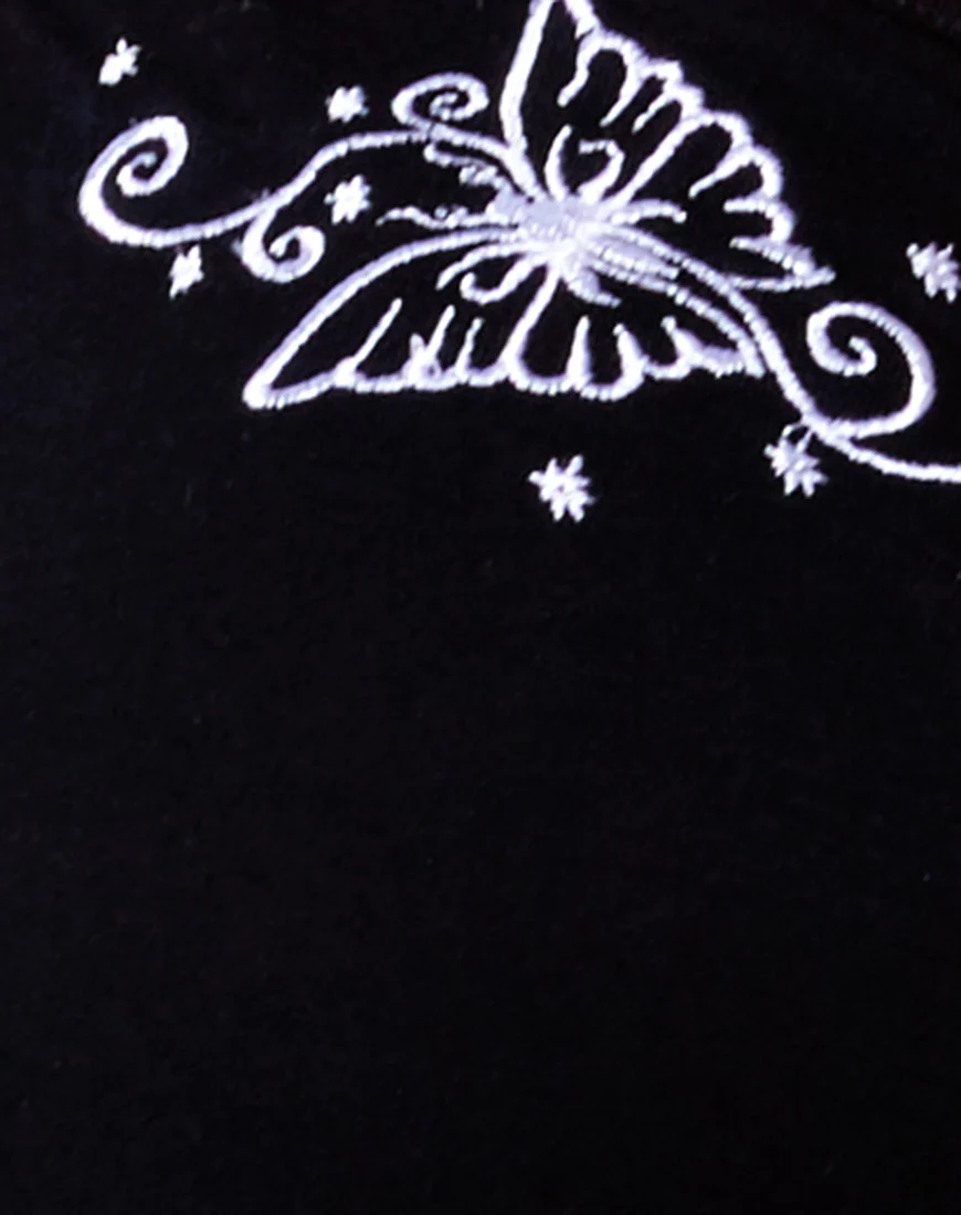 Gelsa Mini Dress in Black Butterfly Embro - Image 5