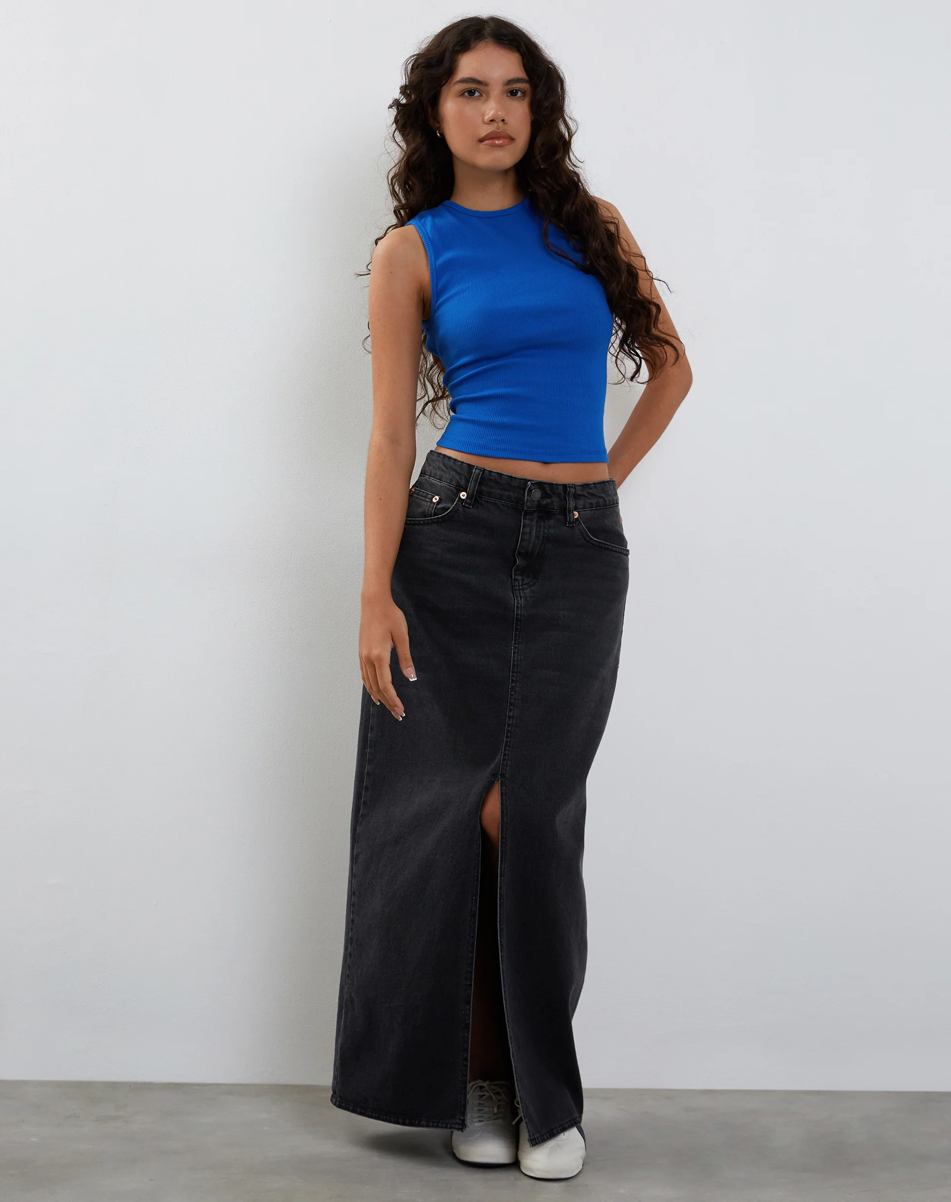 Gelsho Ribbed Open Back Tank Top in Cobalt - Image 2