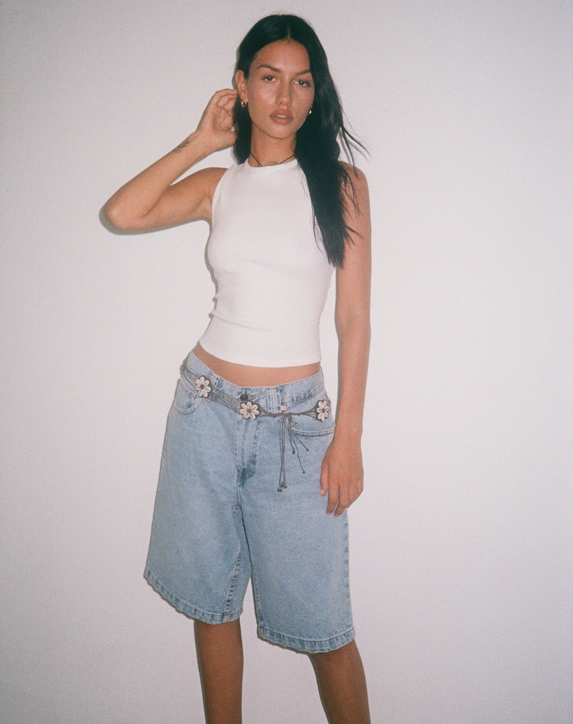 Gelsho Open Back Rib Tank Top in Off White - Image 3