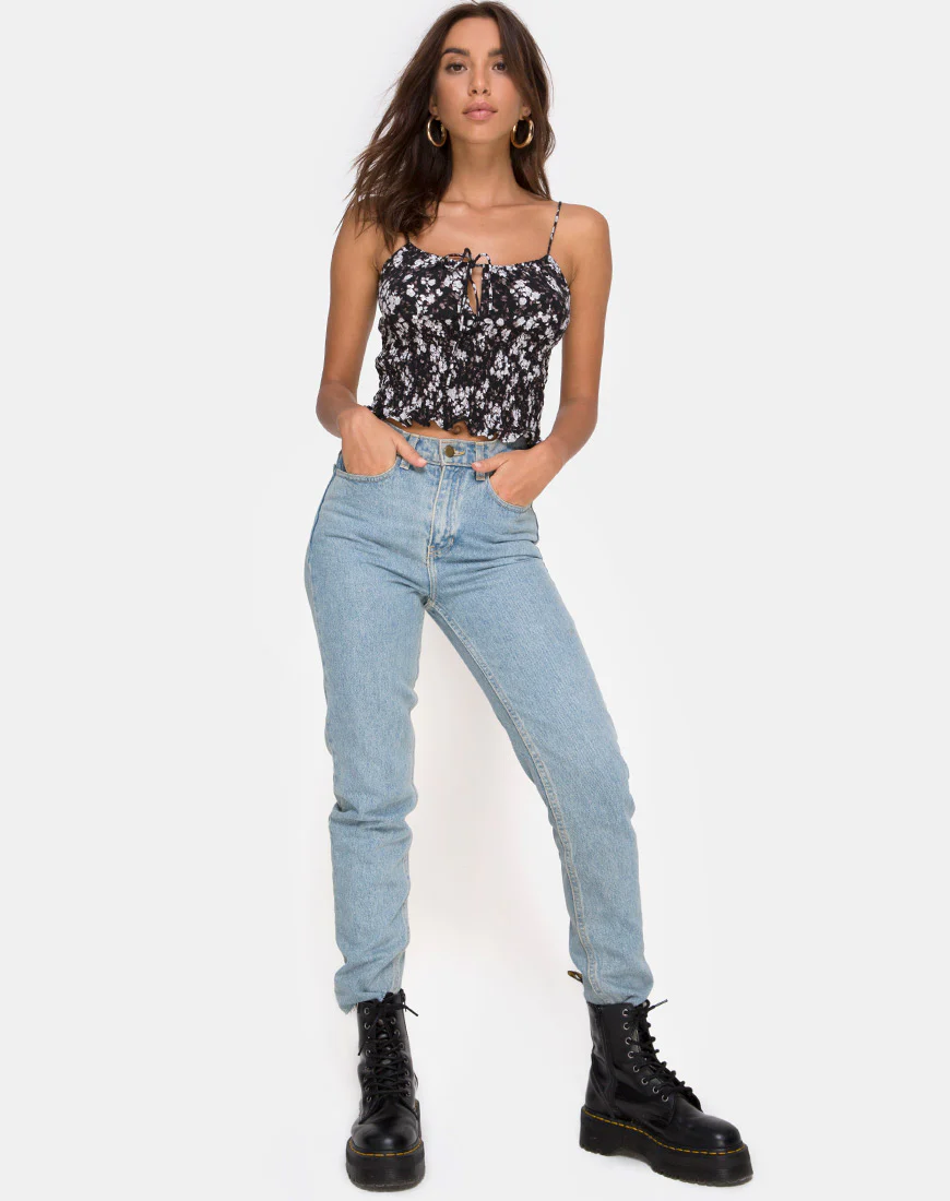 Gemala Top in Dark Wild Flower - Image 3
