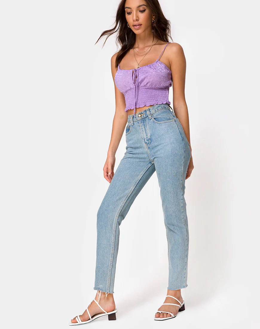 Gemala Cami Top in Satin Ditsy Rose Lavender - Image 3