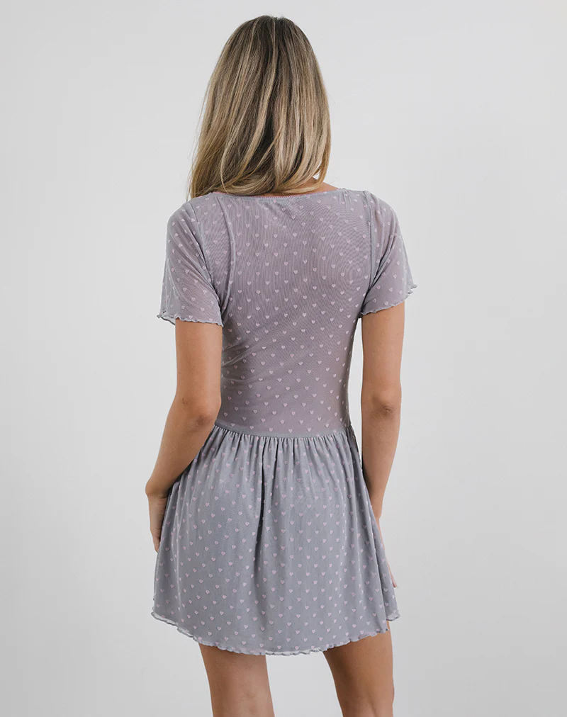 Geni Mini Dress in Heart Flock Grey - Image 3