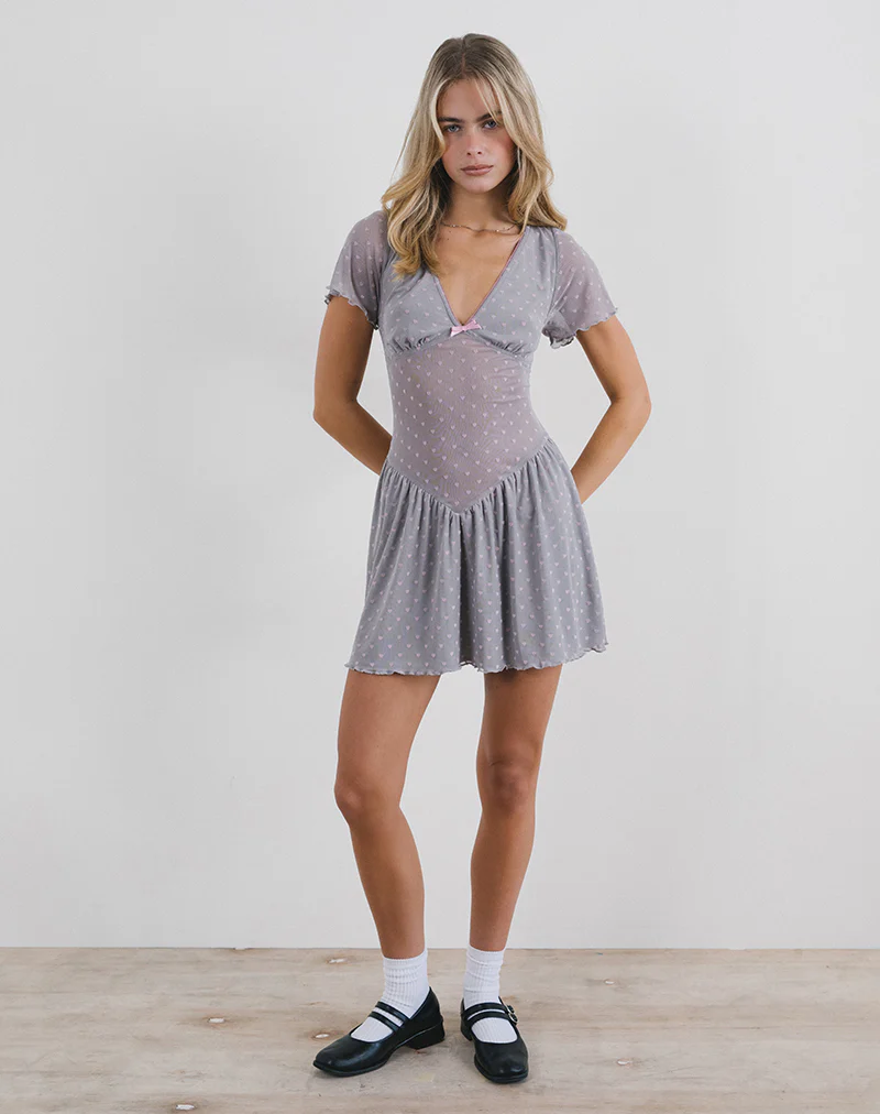 Geni Mini Dress in Heart Flock Grey - Image 4
