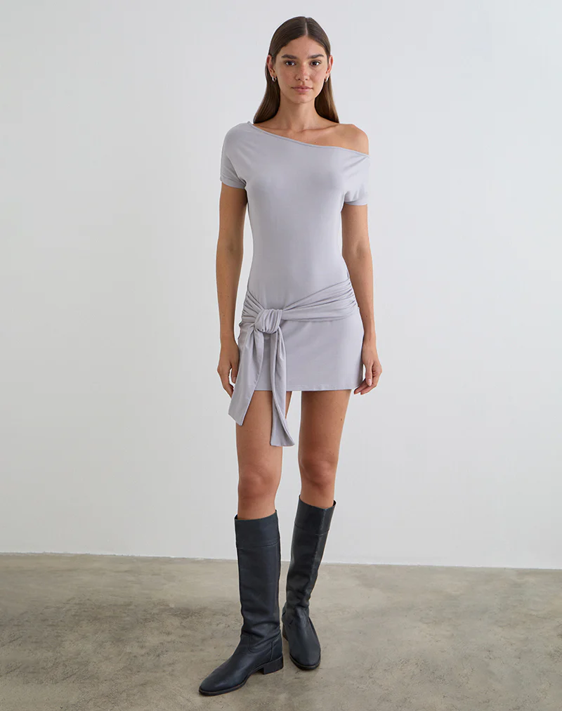 Genya Mini Dress in Lilac Grey - Image 3