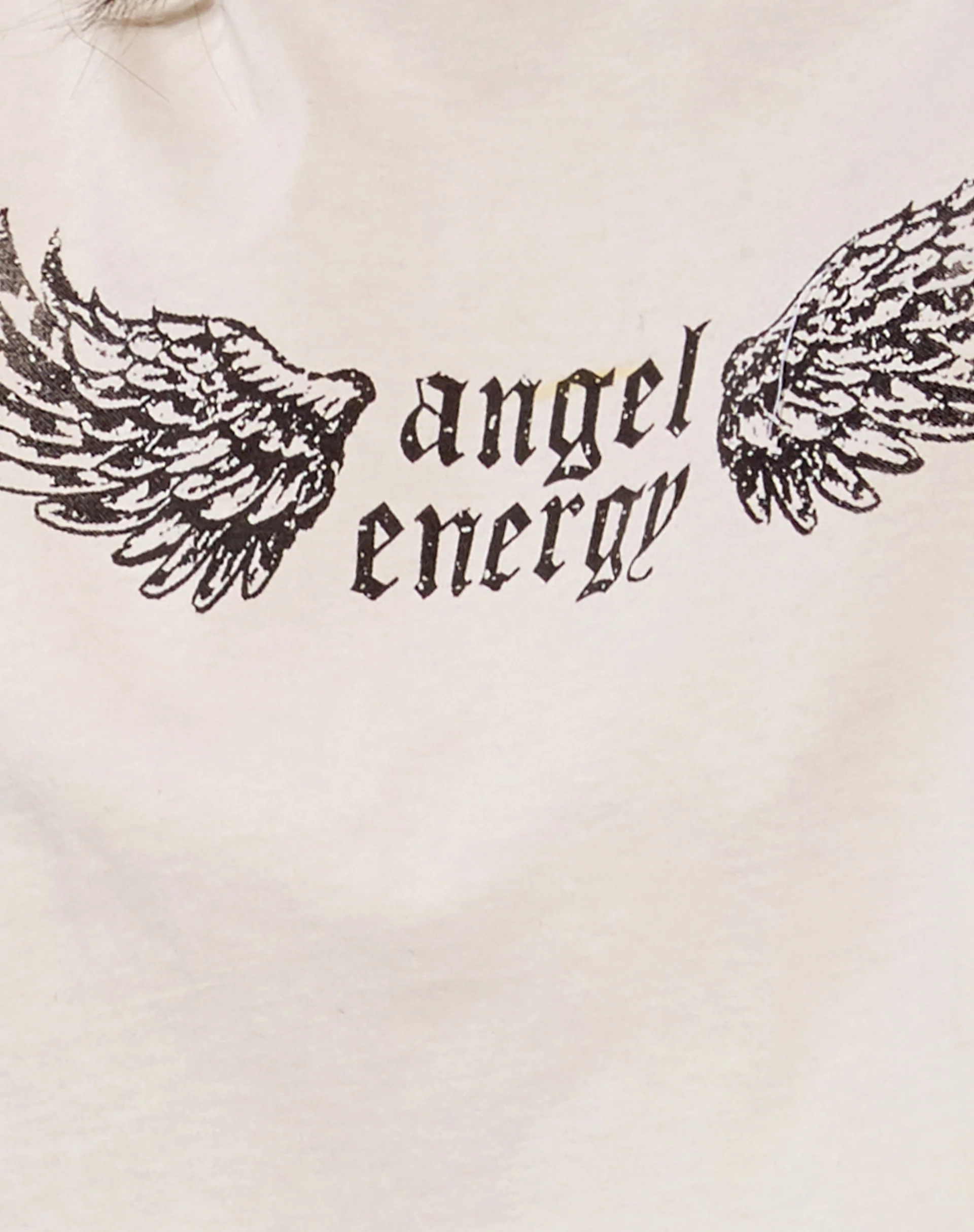 Georgi Cropped Tee in Stone 'Angel Energy' Wings - Image 6