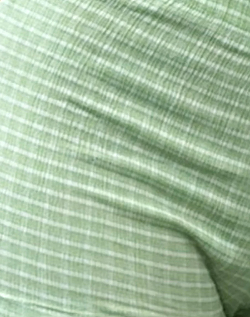 Ghibli Micro Shorts in Crinkle Check Sage - Image 6