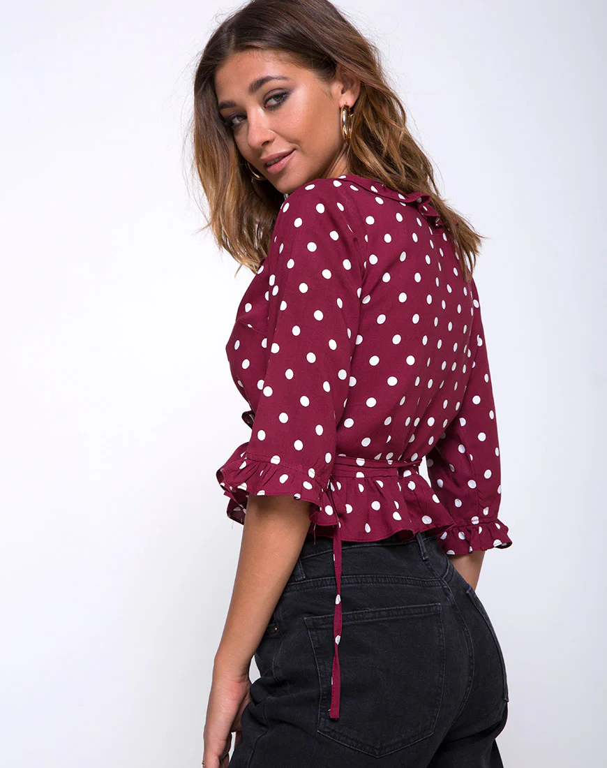 Giam Top in Medium Polka Wine - Image 2