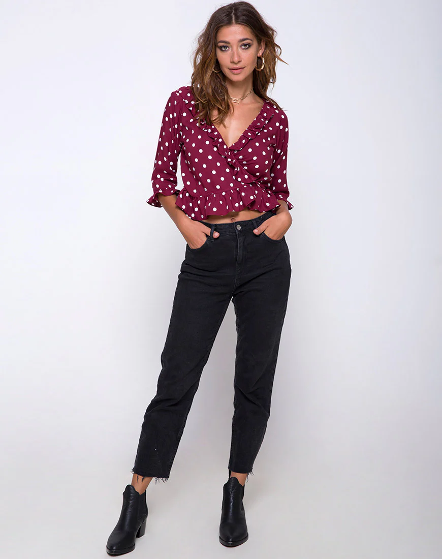 Giam Top in Medium Polka Wine - Image 3