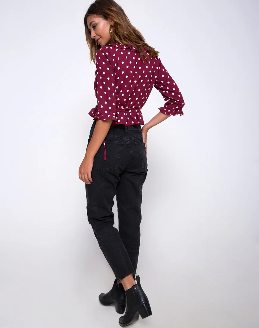 Giam Top in Medium Polka Wine - Image 4