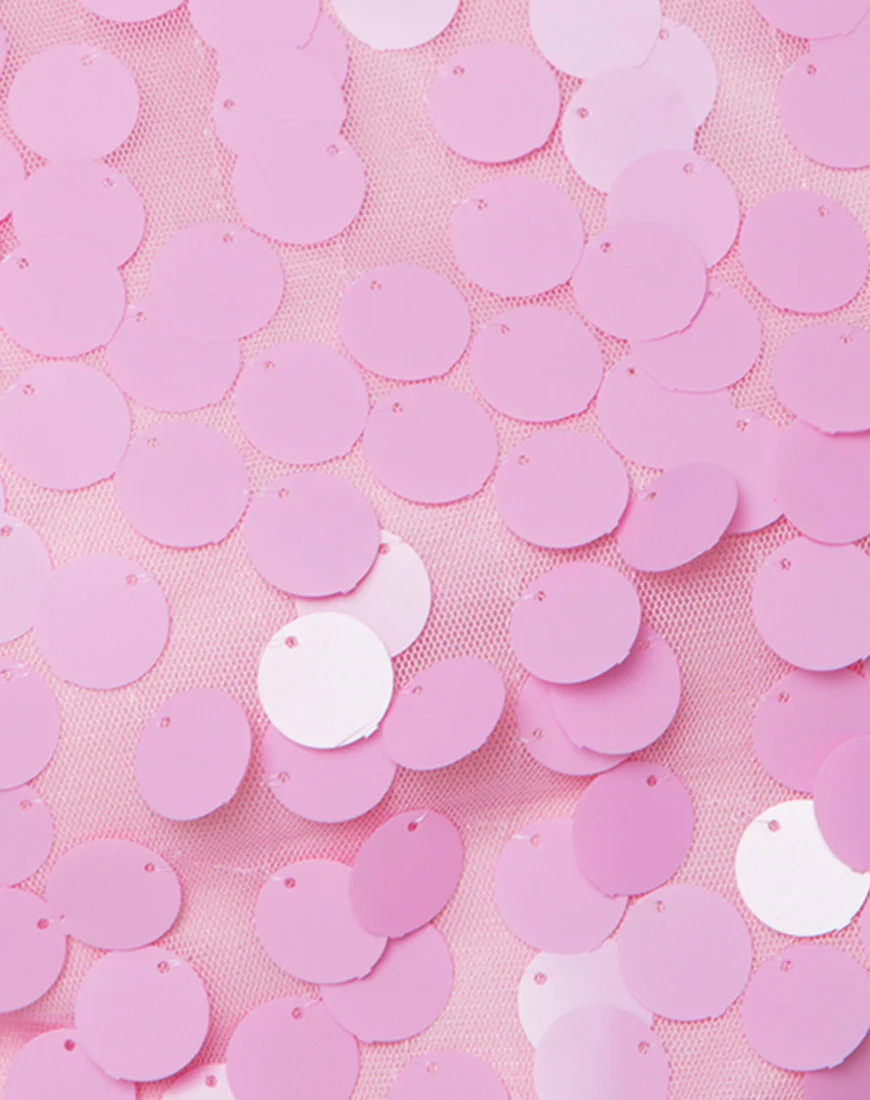 Gigi Dress in Candy Pink Disc Sequin - Image 5