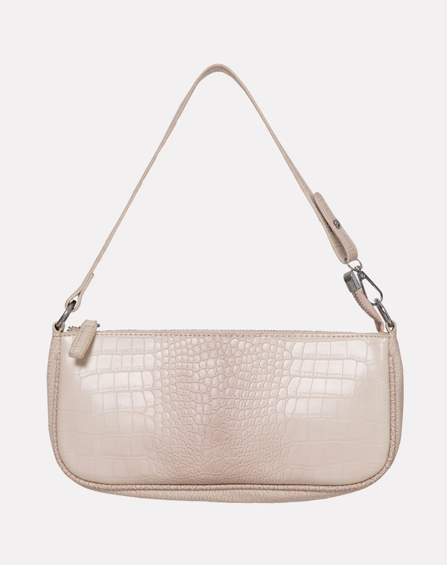Gigi Shoulder Bag in Croc Beige - Image 3