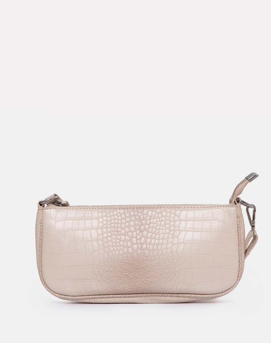 Gigi Shoulder Bag in Croc Beige - Image 4