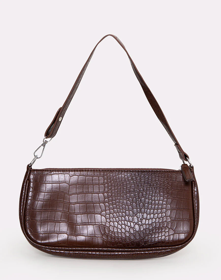 Gigi Shoulder Bag in Croc Chocolate - Image 2