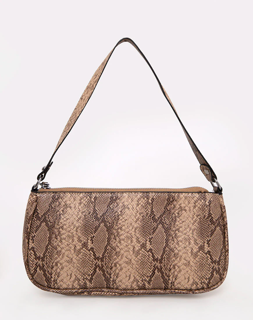 Gigi Shoulder Bag in Snake Beige - Image 3