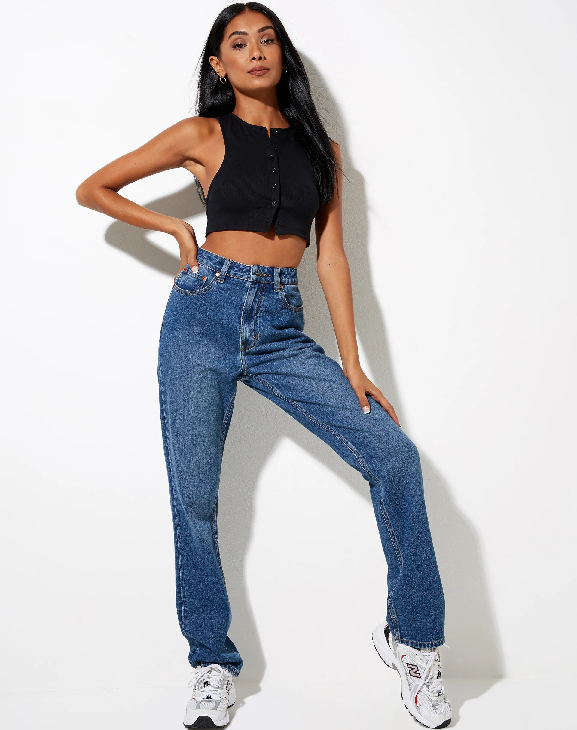 Gilly Crop Top in Rib Black - Image 3
