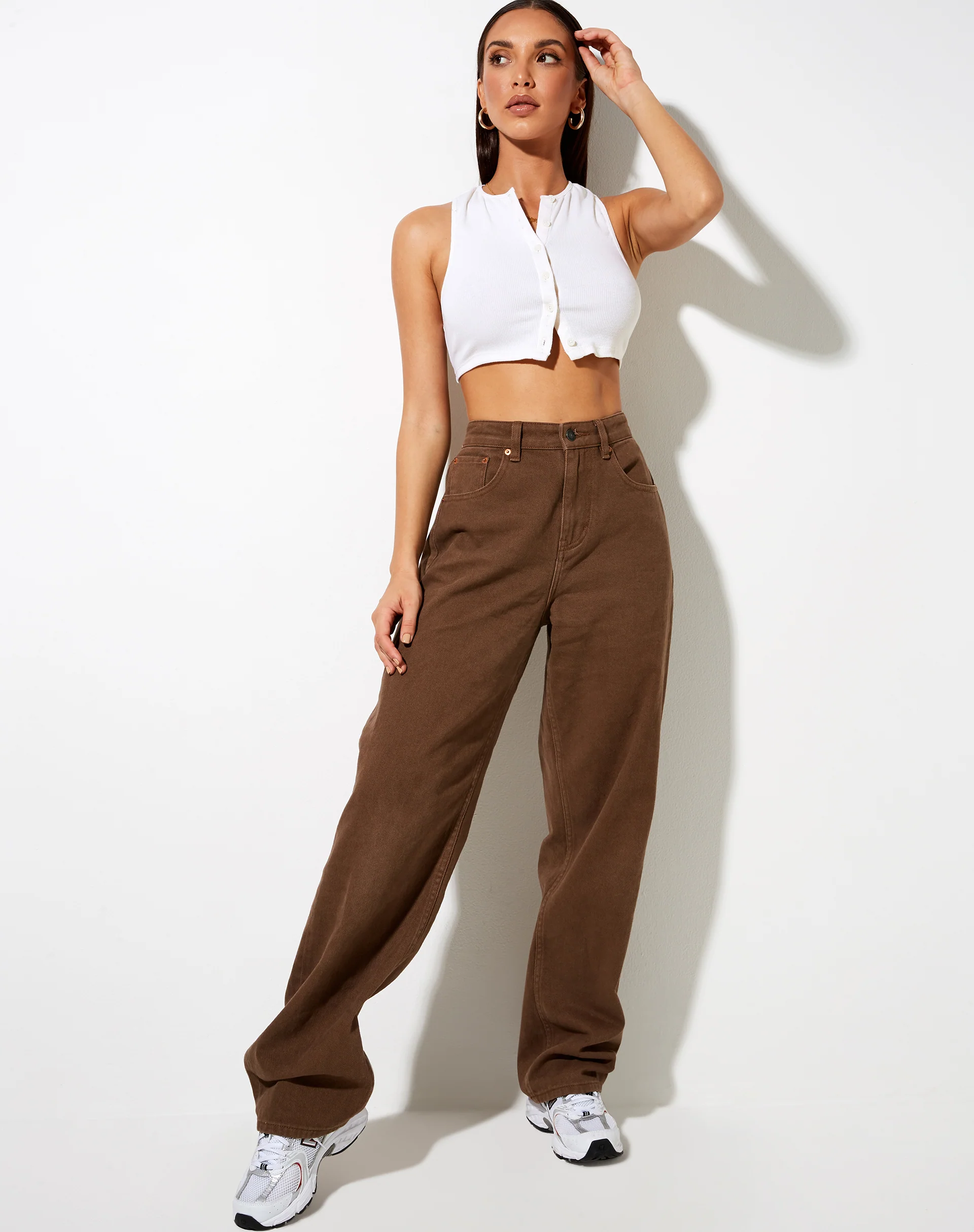 Gilly Crop Top in Rib Ivory - Image 2