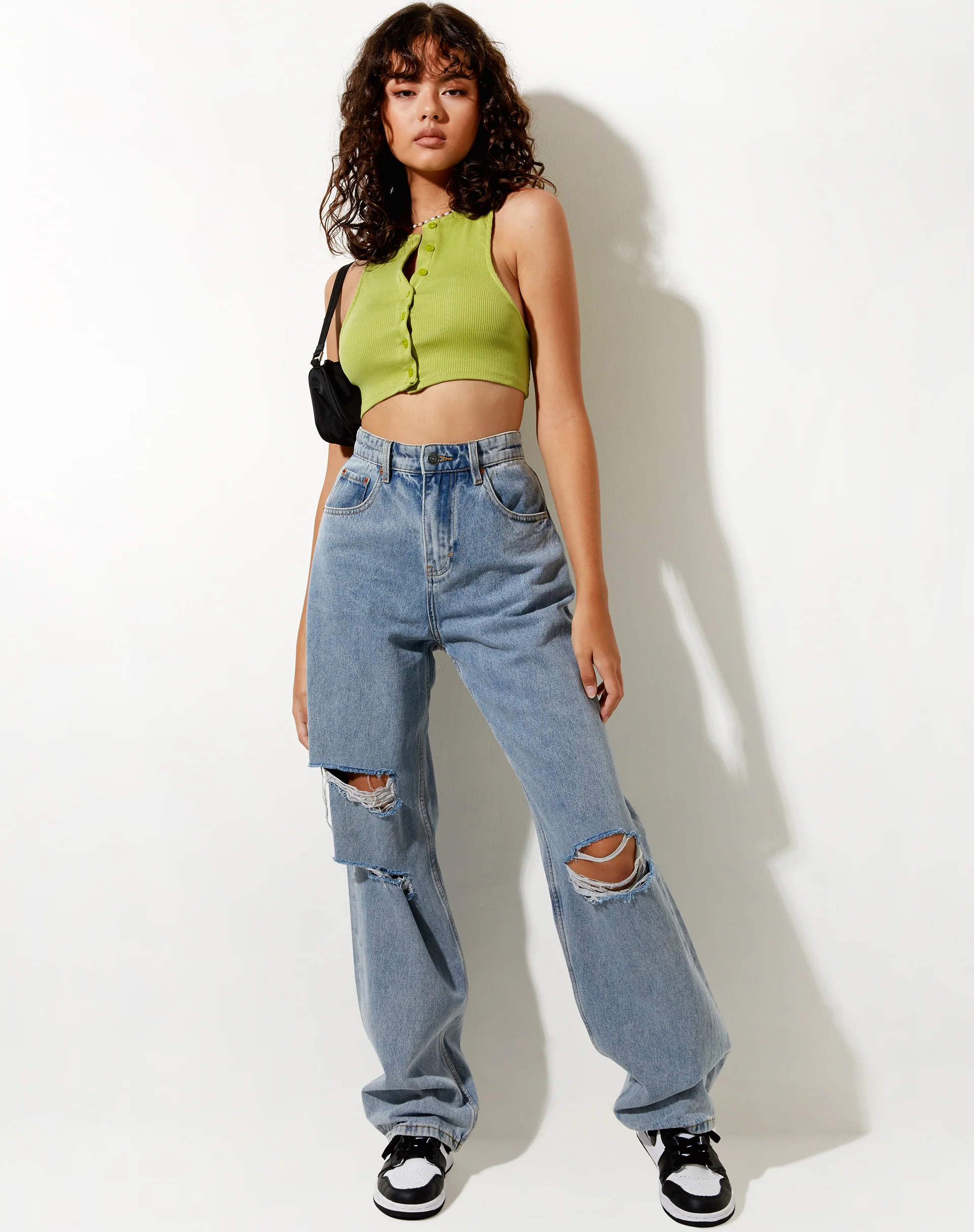 Gilly Crop Top in Rib Leaf Green - Image 3
