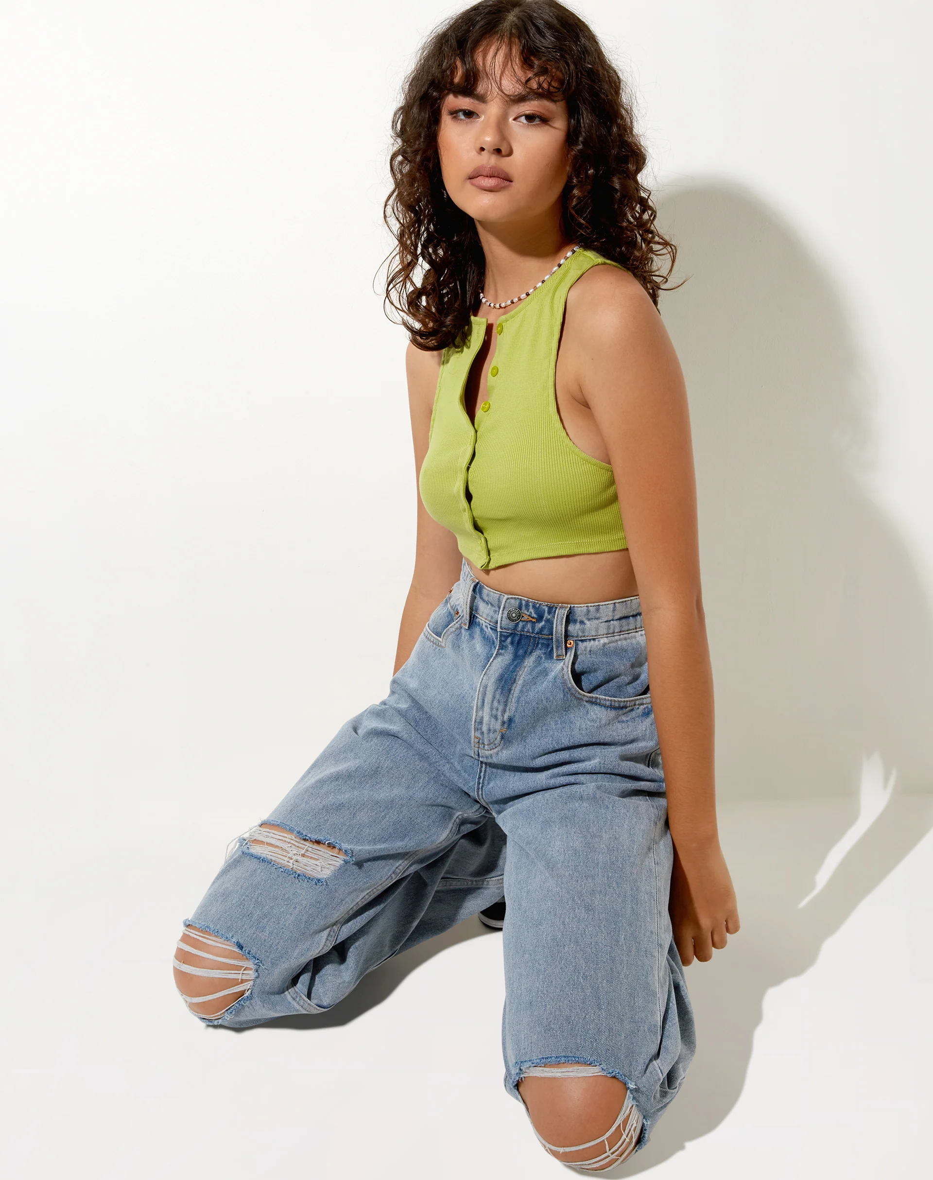 Gilly Crop Top in Rib Leaf Green - Image 4