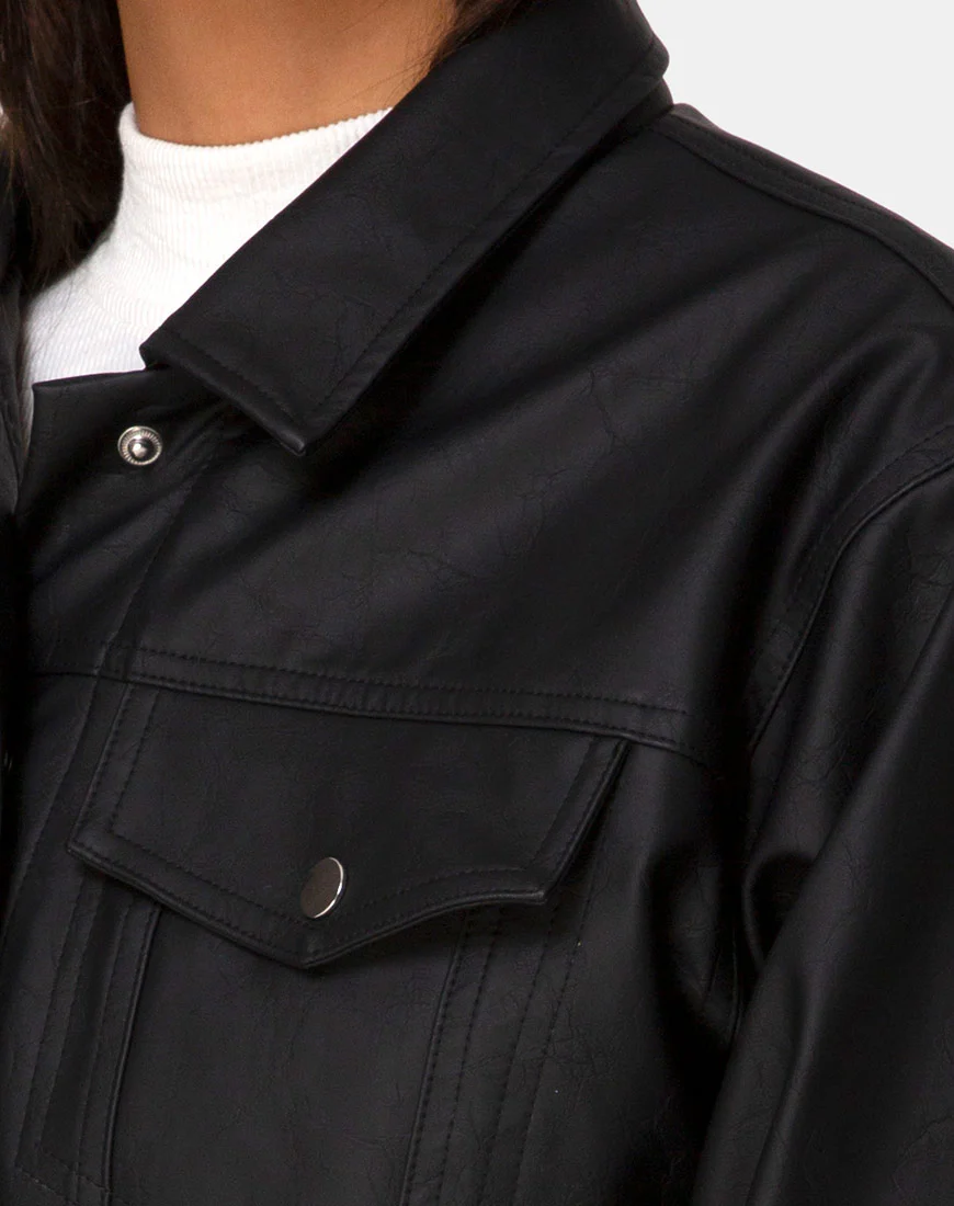 Gina Jacket in PU Black - Image 5