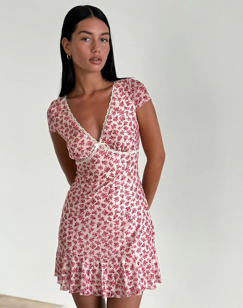 Ginevra Dress in Gardenia Romantic with Lace Trim - Image 4