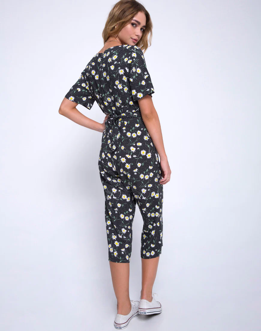 Giotto Jumpsuit in Polka Daisy Black - Image 4