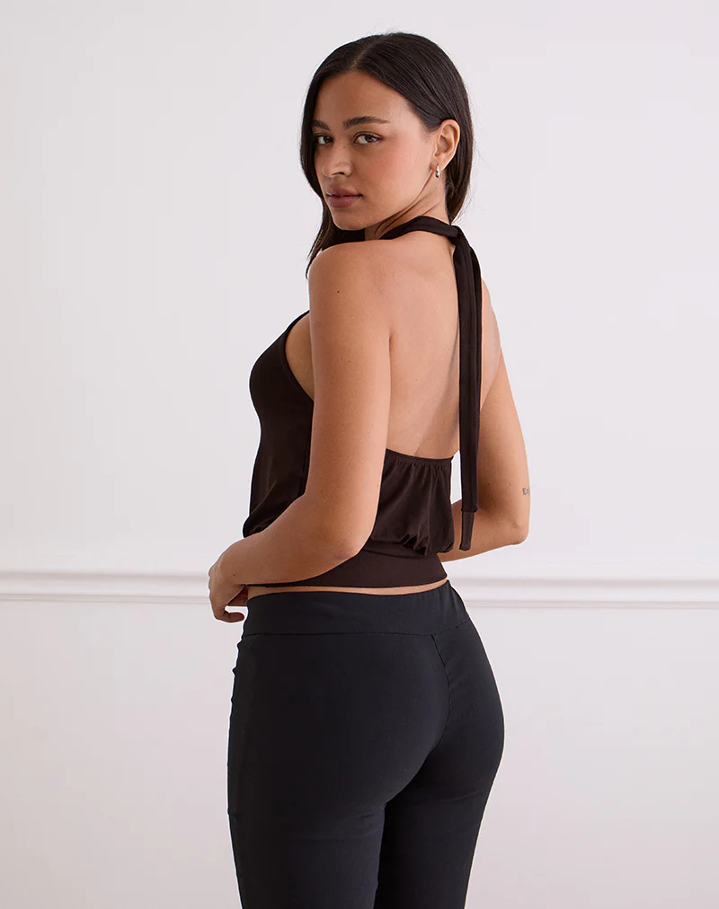 Giunea Knot Halter Top in Bitter Chocolate - Image 4
