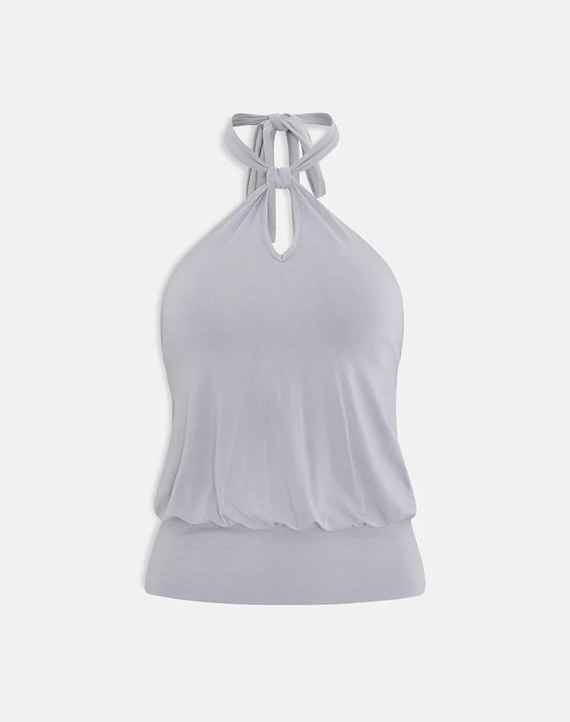 Giunea Knot Halter Top in Lilac Grey - Image 6