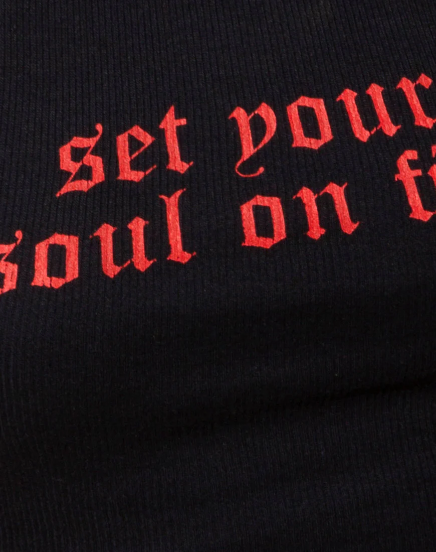 Givas Crop Top in Black with 'Set Your Soul On Fire' in Red - Image 5