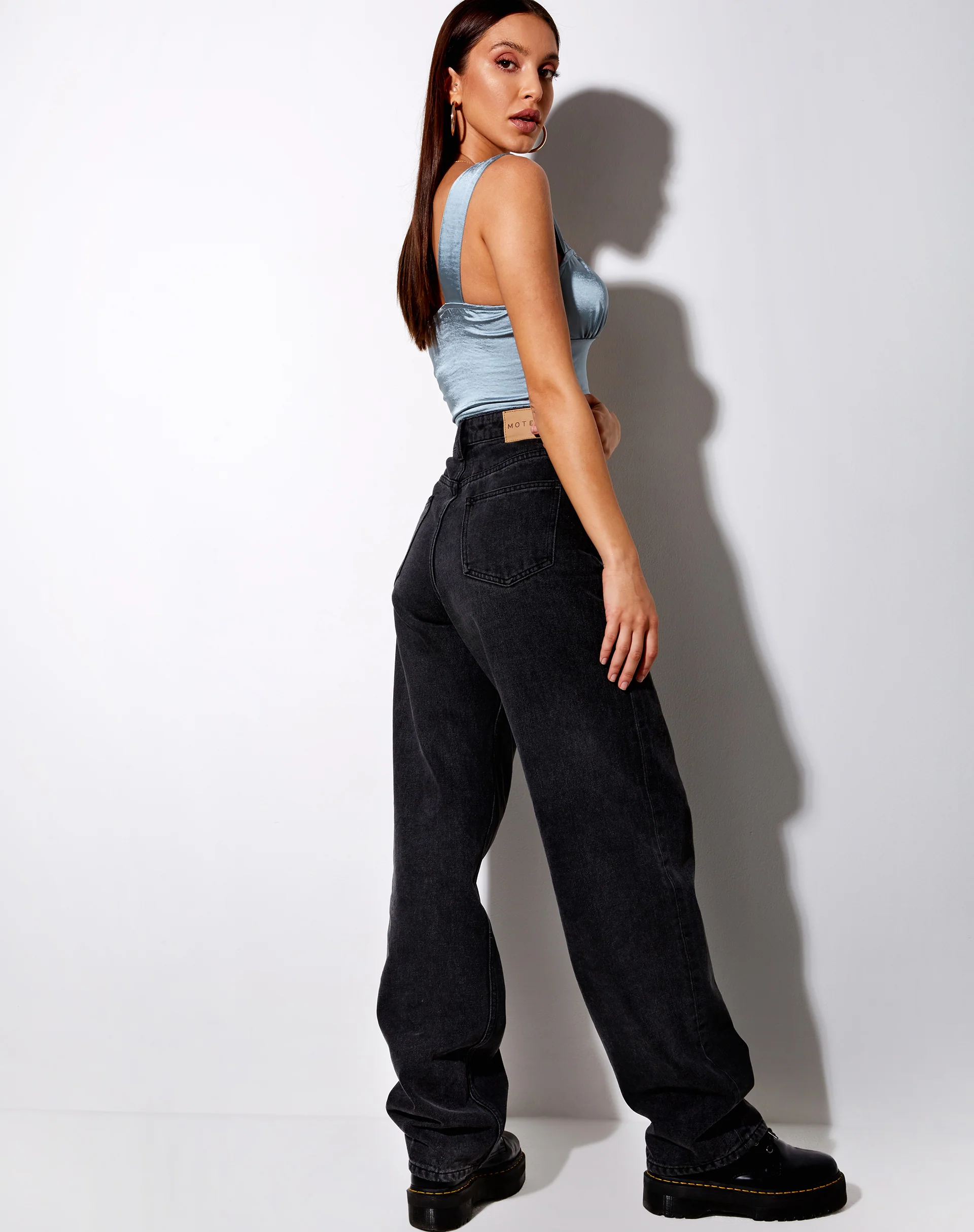Gladis Crop Top in Satin Dusky Blue - Image 5