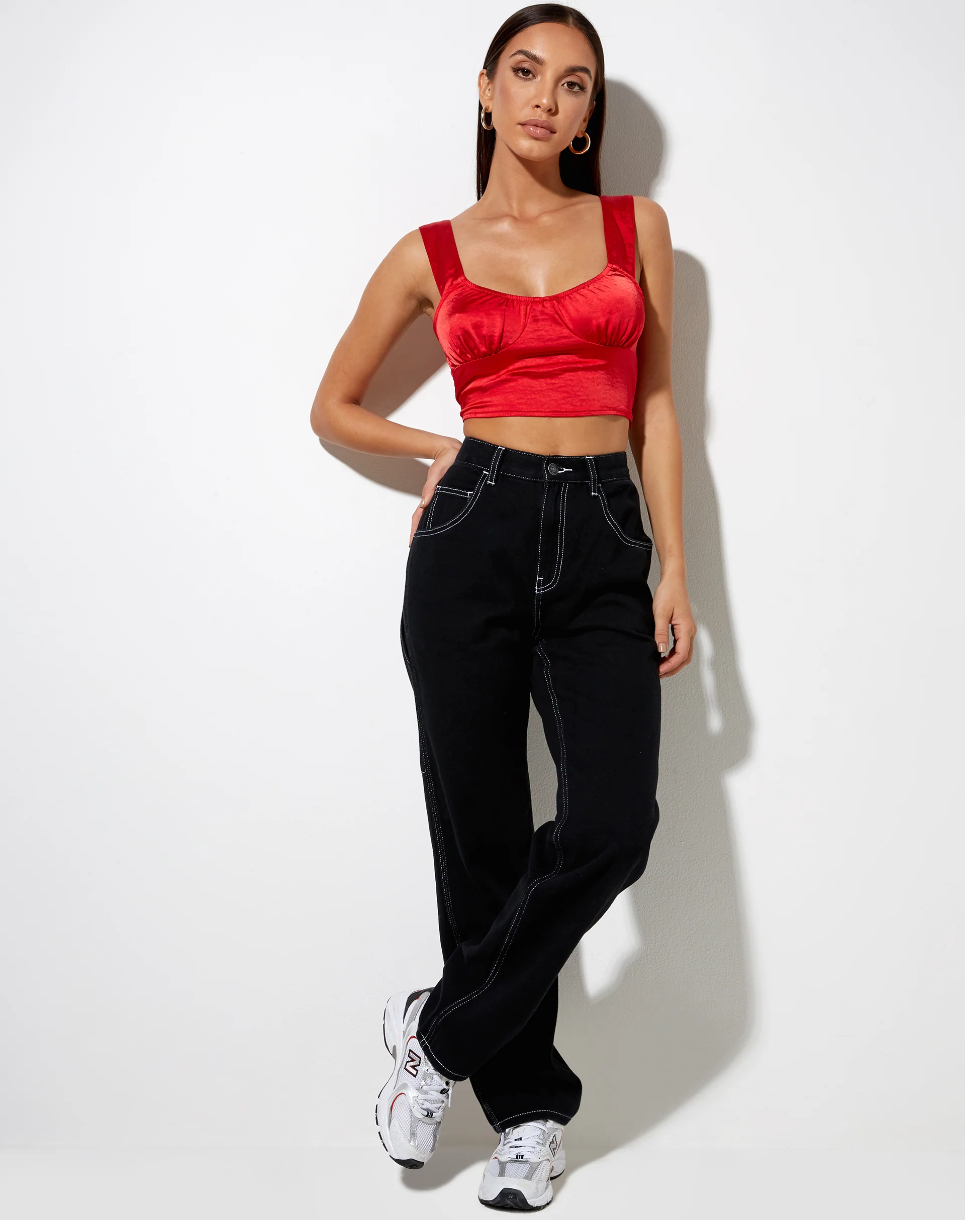 Gladis Vest Top in Satin Red - Image 3