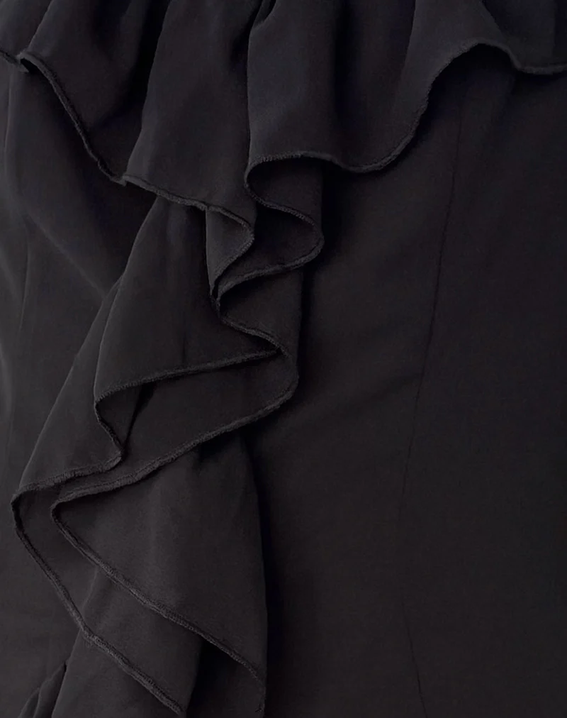 Glaiza Ruffle Cami Top in Black - Image 6
