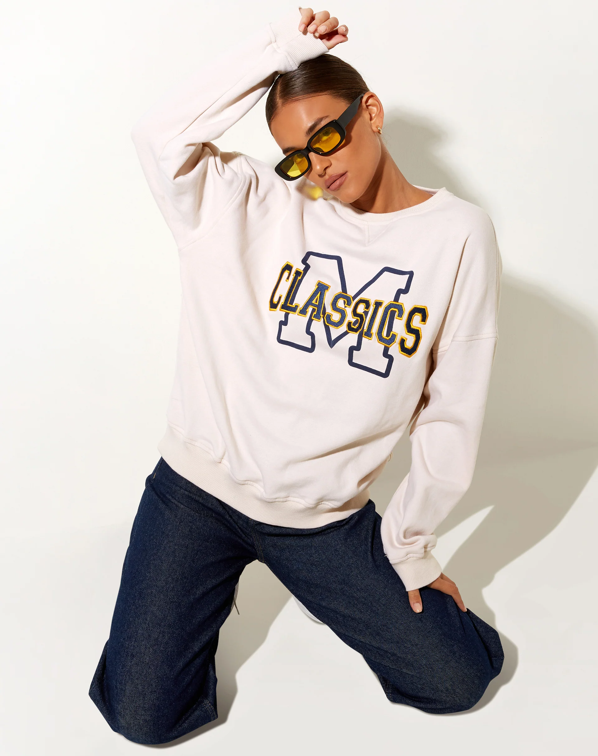Glan Sweatshirt in Winter White M Classics Mix Embro - Image 3