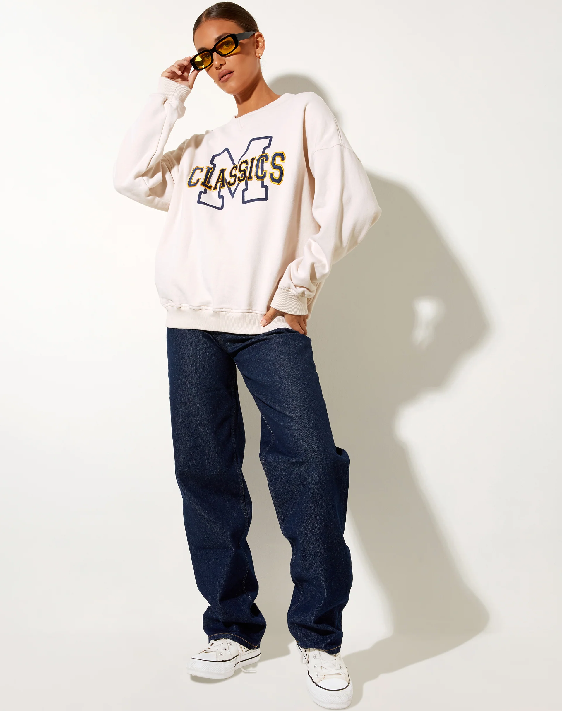 Glan Sweatshirt in Winter White M Classics Mix Embro - Image 4