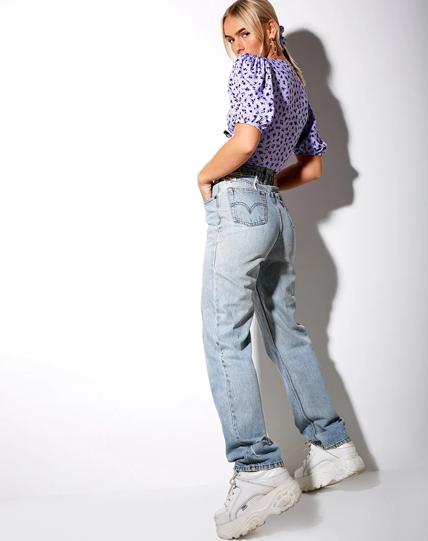 Glarie Crop Top in Dainty Daisy Lilac - Image 4